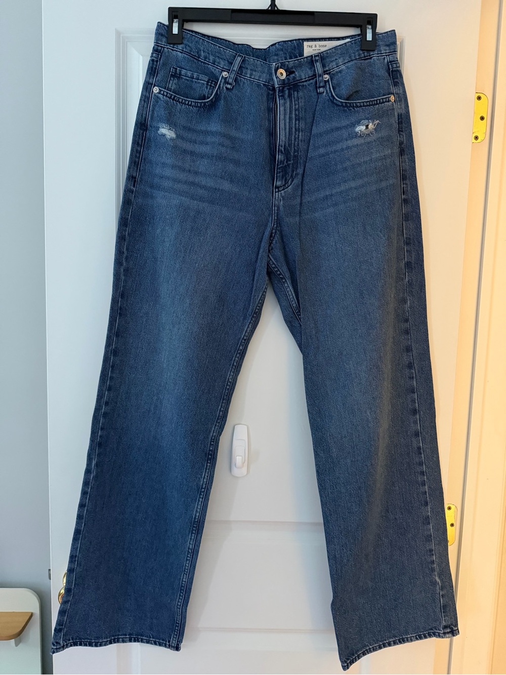 rag & bone Shannon Relaxed Straight Jeans Polk Distressed High Rise Size 29